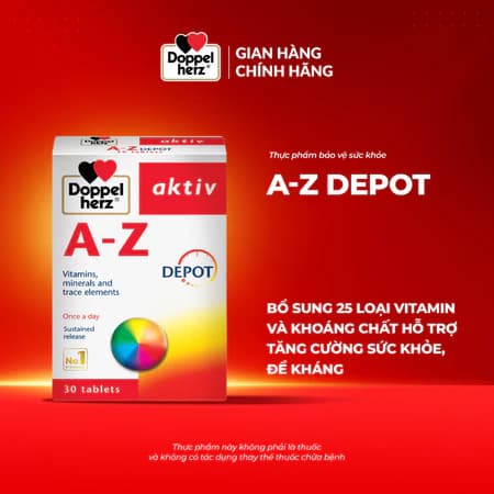 Viên uống vitamin tổng hợp Doppelherz A-Z Depot hỗ trợ tăng cường sức khỏe và đề kháng (Hộp 30 viên)